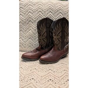 Women's Laredo Lea Vamp Fox Cowboy Boots Brown Size 8M Western Country Girl